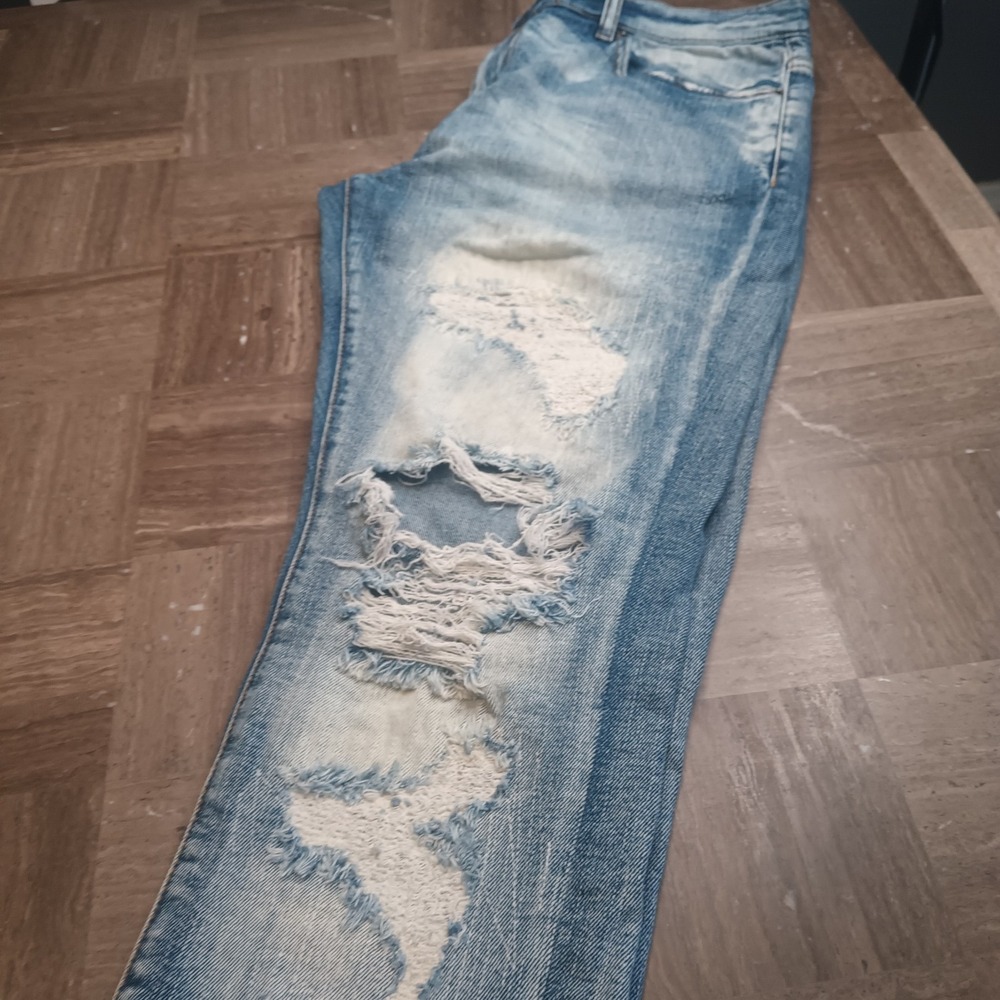 Embellish Jeans Straight 35x33 Mens Jeans Red‎ Thread Art Distressed Y2K Street - Picture 13 of 15